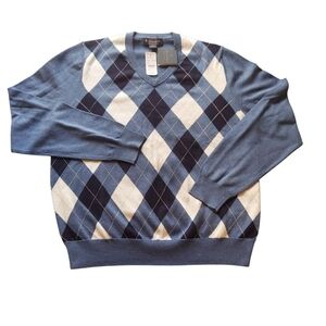 Men's Blue Argyle Sweater